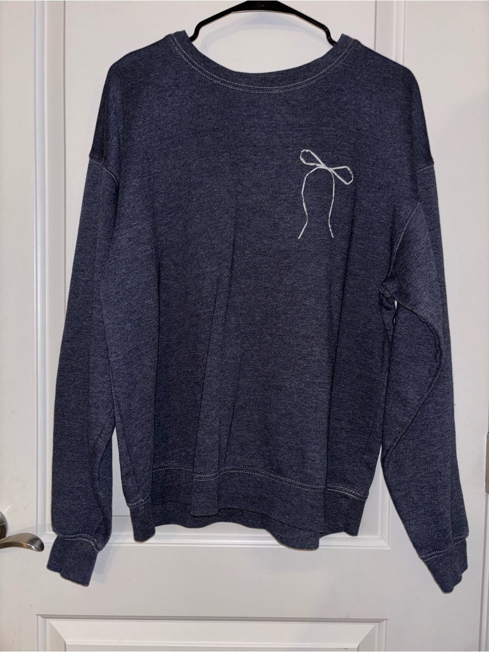 Women’s Navy Crewneck Sweatshirt with Minimal Embroidery